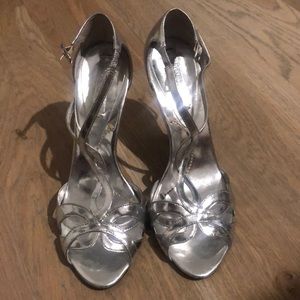 Silver bcbg heels